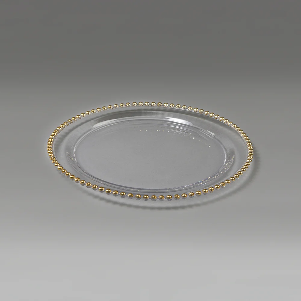 Charger - Gold Beaded - Glass