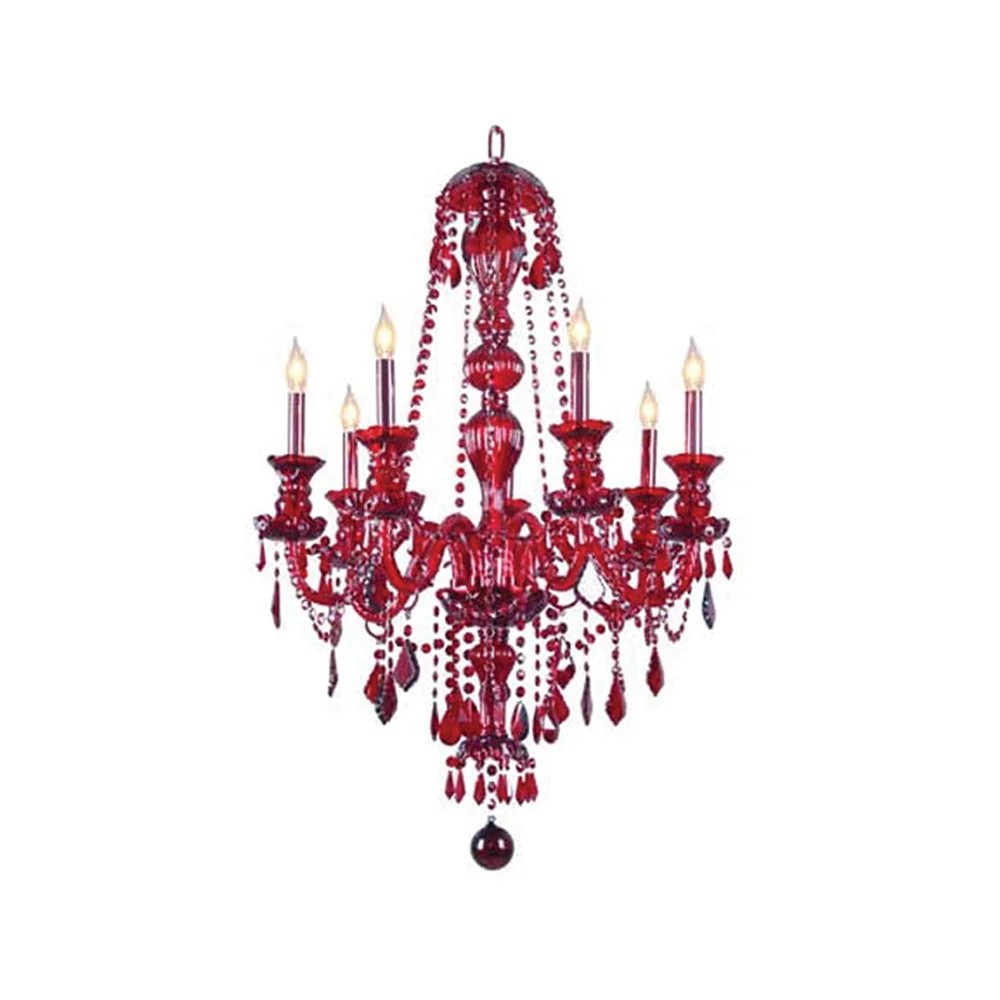 Chandelier - Red - 7 Bulb